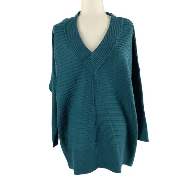 Stitchdrop Sweaters - Stitchdrop green sweater v-neck size Large viscose oversized A003548
